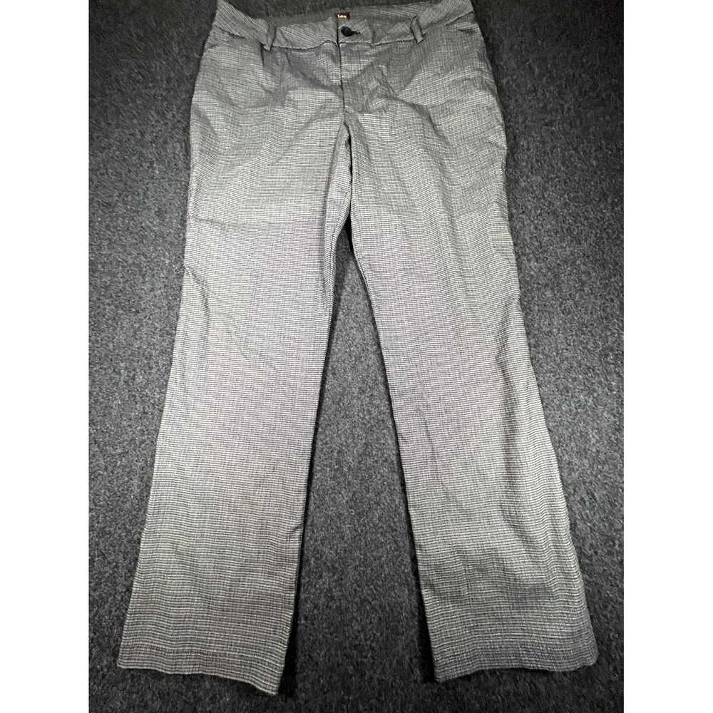 Lee Dress Pants Women's 18 Black White Check Wrinkle Free Business Straight Leg